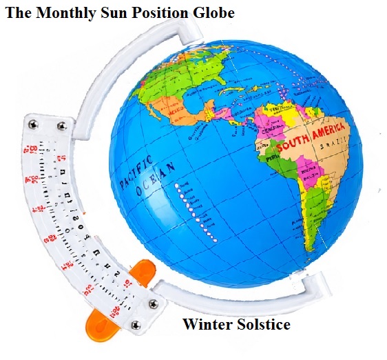 Monthly Sun Position Globe with Meridian Arch and Pointer